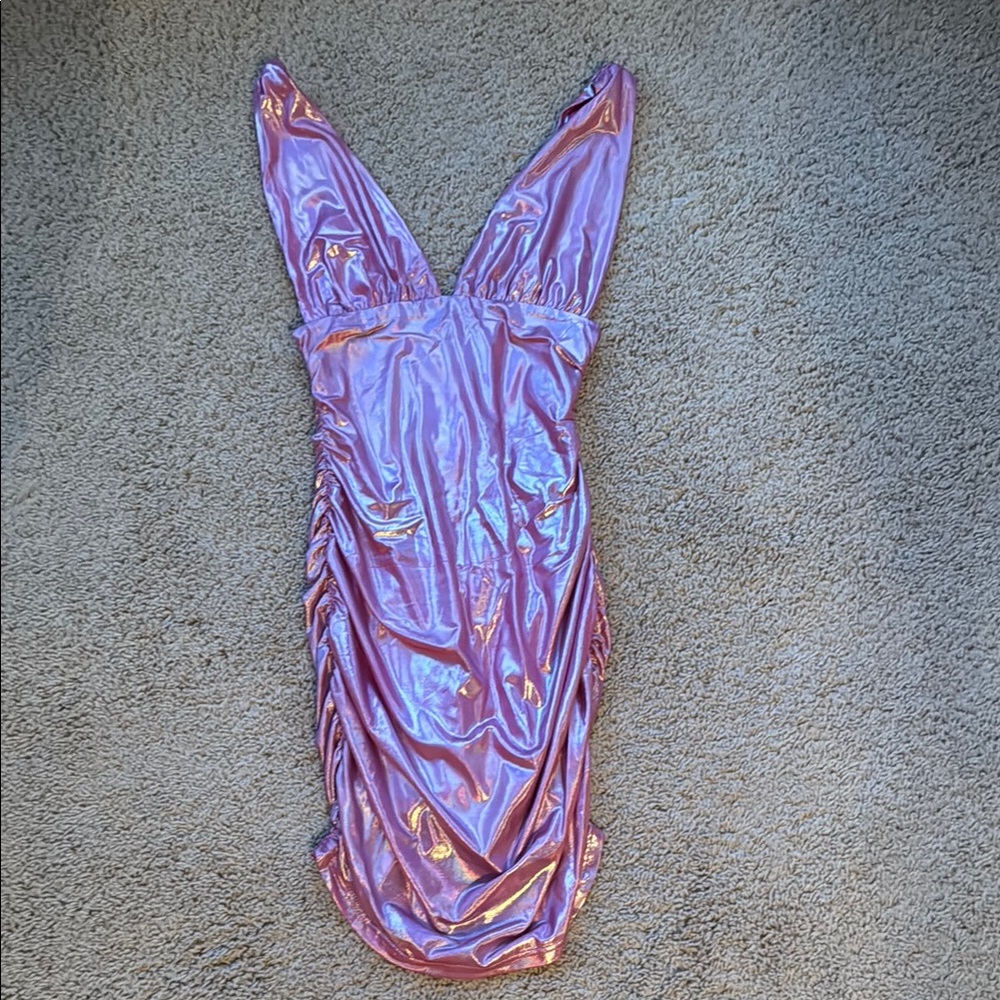 Superdown Sexy Shiny Pink Mini Dress